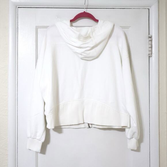 Free People Movement Wild At Heart White Cropped Full Zip Hoodie L Beach Lounge - Picture 9 of 11